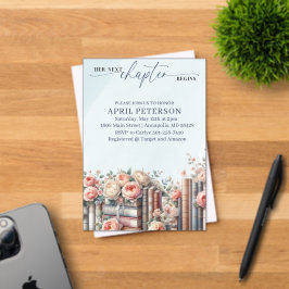 Invitaciones Acrílicas Su próximo capítulo comienza, lluvia de regalos de
