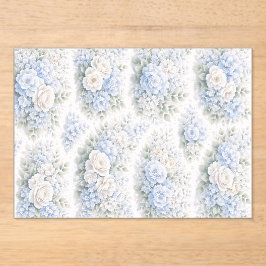 Invitaciones Acrílicas Suave Patrón Floral Acuarela Azul Blanco Elegante