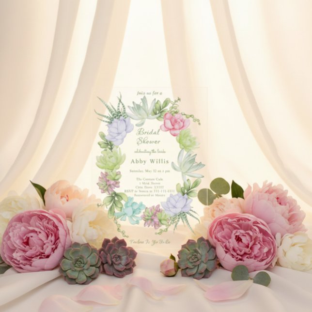 Invitaciones Acrílicas Succulent Greenery Wreath Bridal Shower  (Subido por el creador)