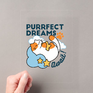 Invitaciones Acrílicas Sueños Perfectos Esperan – Gato Dormido Soñador