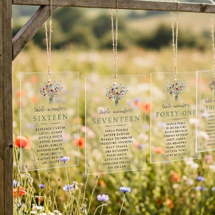 Invitaciones Acrílicas Suite de Boda de Flor Silvestre Gráfico de Asiento