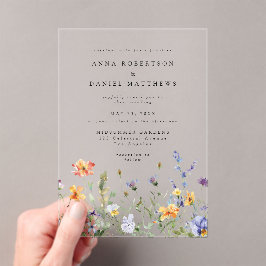 Invitaciones Acrílicas Summer Wildflower Garden Wedding