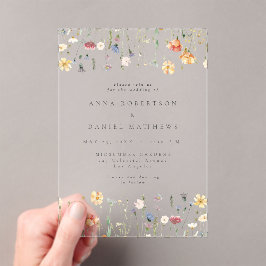 Invitaciones Acrílicas Summer Wildflower Garden Wedding