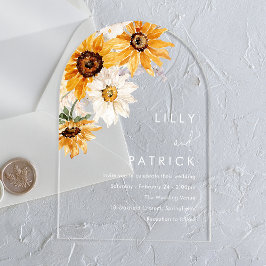 Invitaciones Acrílicas Sunshine Sunflower Moderno Boda