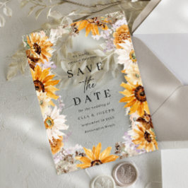 Invitaciones Acrílicas Sunshine Sunflowers Boho Wedding Save The Date