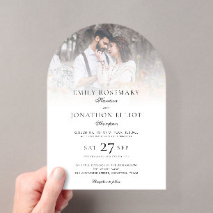 Invitaciones Acrílicas Superposición de foto elegante boda formal