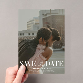 Invitaciones Acrílicas Superposición de Foto Moderna para Boda Save the D