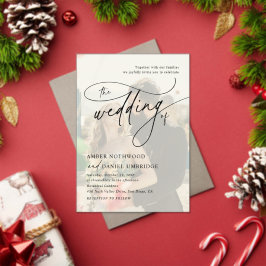 Invitaciones Acrílicas Superposición de fotos de boda con caligrafía mode