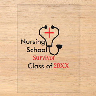 Invitaciones Acrílicas superviviente de la escuela de enfermería clase de
