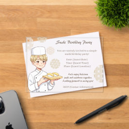 Invitaciones Acrílicas Sushi Birthday Party Invitation with Cute Anime
