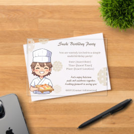 Invitaciones Acrílicas Sushi Birthday Party Invitation with Cute Anime