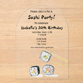 Invitaciones Acrílicas Sushi Rolla Con Fiesta De Palillos