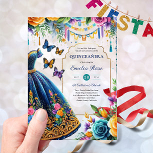 Invitaciones Acrílicas Sweet15 Mis Quince Fiesta Butterflies Blue Green