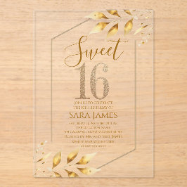 Invitaciones Acrílicas Sweet 16 Gilded Geometric Acrylic Invitation