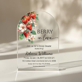 Invitaciones Acrílicas Sweet Berry in Love Strawberry Bridal Shower