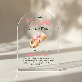 Invitaciones Acrílicas Sweet Cannoli Pink Bow Girl Italian Baby Shower