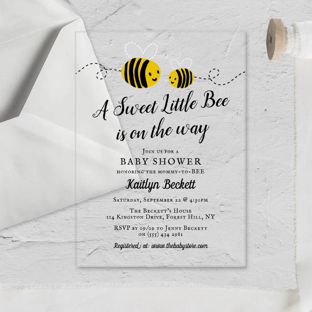 Invitaciones Acrílicas Sweet Little Honey Bee Baby Shower (Subido por el creador)
