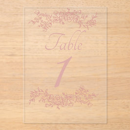 Invitaciones Acrílicas Table Number Simple Minimalist Clear