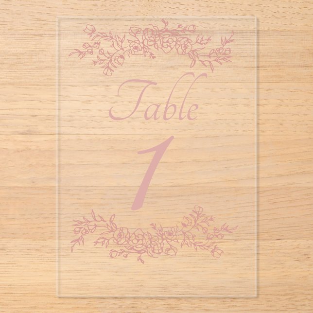 Invitaciones Acrílicas Table Number Simple Minimalist Clear (Anverso)