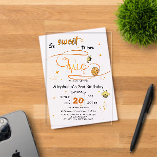 Invitaciones Acrílicas Tan Dulce Ser Dos Lindas Abejas Cumpleaños Abeja 2