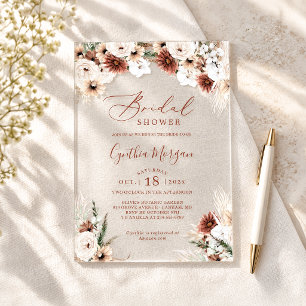 Invitaciones Acrílicas Tardor Terracota Otoño Boho Floral Despedida de So