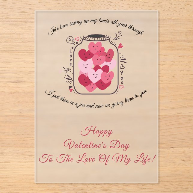 Invitaciones Acrílicas Tarrito de Amor Día de San Valentín (Anverso)