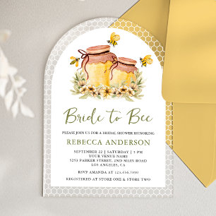 Invitaciones Acrílicas Tarros de Miel Rústicos Novia a Abeja Arco Despedi