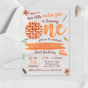 Invitaciones Acrílicas Tarta De Cumpleaños De Otoño 1er Cumpleaños