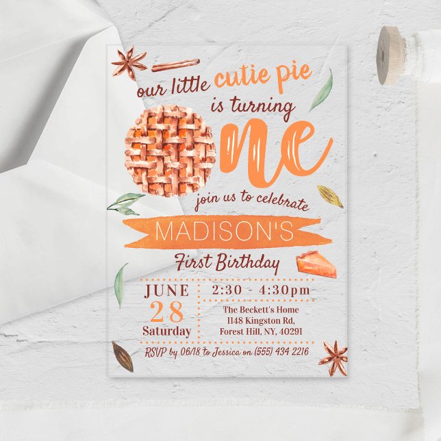 Invitaciones Acrílicas Tarta De Cumpleaños De Otoño 1er Cumpleaños (Subido por el creador)