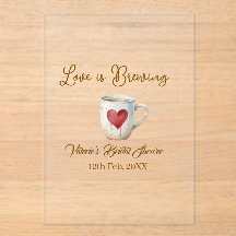Taza de café blanca Love is Brewing corazón espect