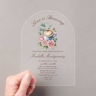 Invitaciones Acrílicas Té de Desposada de Love Is Brewing Blush Latte