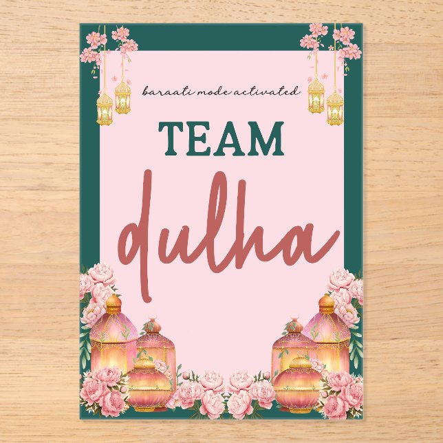 Invitaciones Acrílicas team dulha (Anverso)