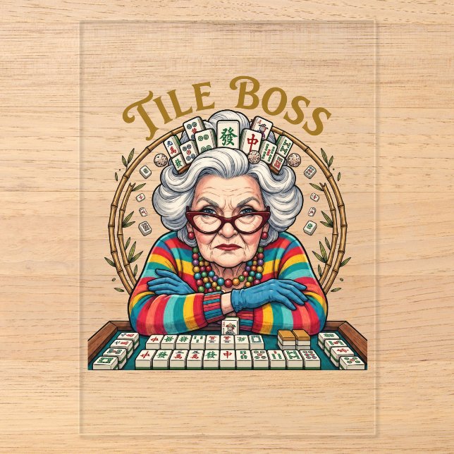 Invitaciones Acrílicas Teja de Mahjong Boss (Anverso)