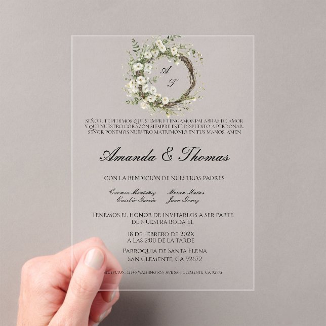 Invitaciones Acrílicas tema de boda español minimalista elegante (Insitu (portátil))