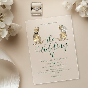 Invitaciones Acrílicas Tema de Dinosaurios Boda Verde