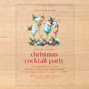 Invitaciones Acrílicas Tema de Navidad Fiesta de Cóctel de Navidad Gracia