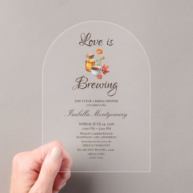 Invitaciones Acrílicas Tema Love Is Brewing (Insitu (portátil))