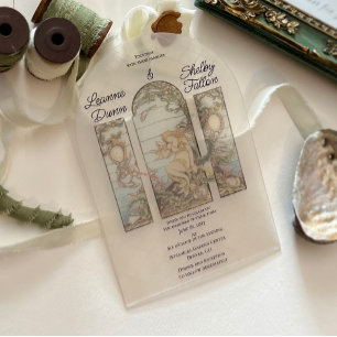 Invitaciones Acrílicas Tema Sirena Efecto Vidrio Emplomado Vintage Acríli