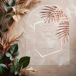 Invitaciones Acrílicas Terra Cotta ID956 Boda de hojas de palmera exubera