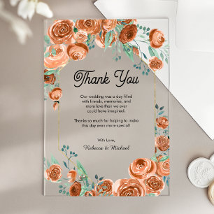 Invitaciones Acrílicas Terracota Agradecimiento de Boda Floral