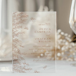 Invitaciones Acrílicas Terracota moderna de tierra Boho deja Boda