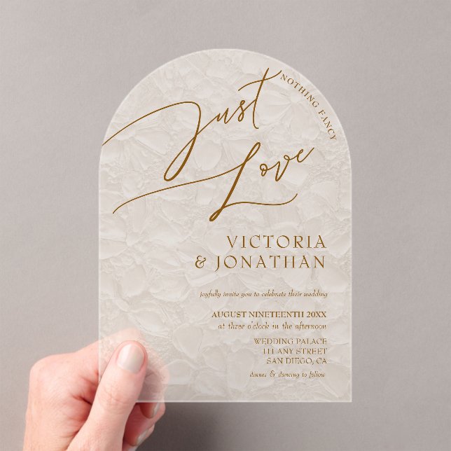 Invitaciones Acrílicas Terracotta Beige Trendy Simple Wedding  (Insitu (portátil))