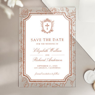 Invitaciones Acrílicas Terracotta Boda Católica Save the Date