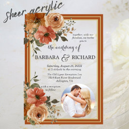 Invitaciones Acrílicas Terracotta Boho Photo Floral Watercolor Boda