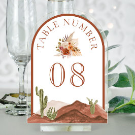 Invitaciones Acrílicas Terracotta Cactus Wedding Acrylic Table Number