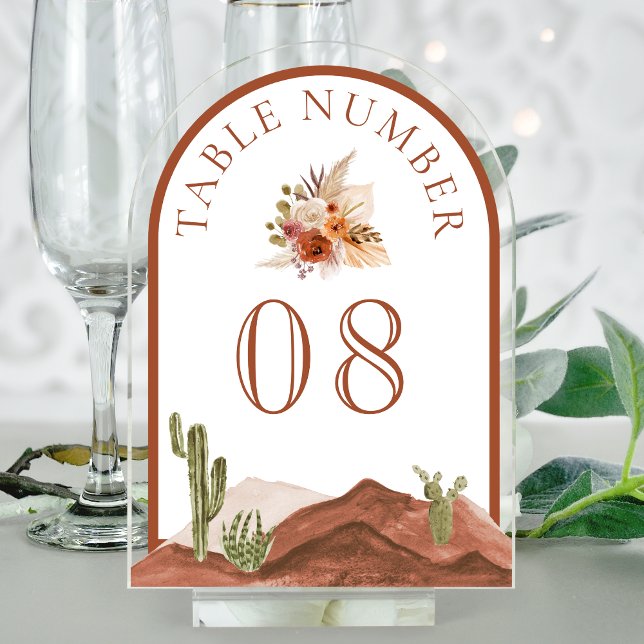 Invitaciones Acrílicas Terracotta Cactus Wedding Acrylic Table Number (Subido por el creador)