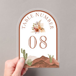 Invitaciones Acrílicas Terracotta Cactus Wedding Acrylic Table Number