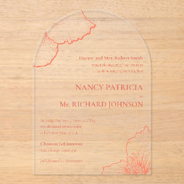 Invitaciones Acrílicas Terracotta Clematis Floral Art Formal 🌸 Boda