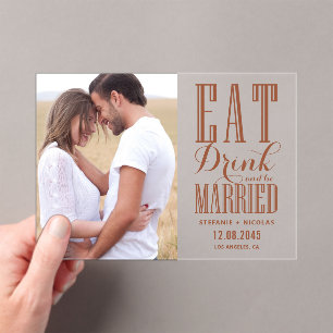 Invitaciones Acrílicas Terracotta come y se casa foto