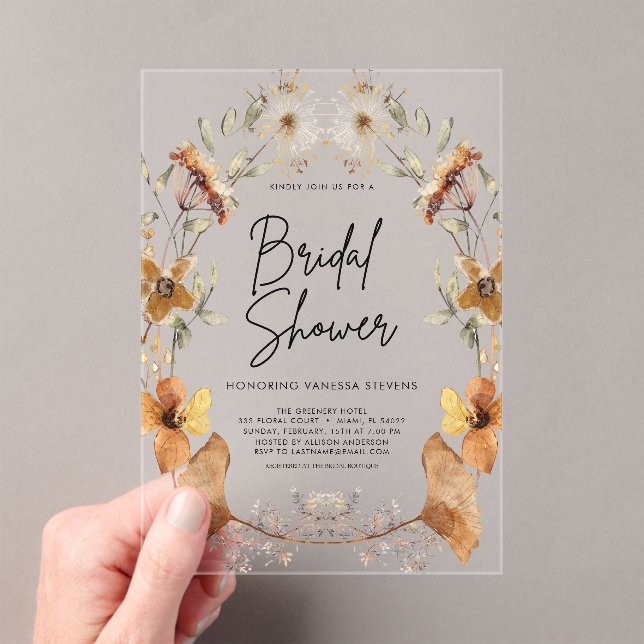 Invitaciones Acrílicas Terracotta Floral Bridal Shower (Insitu (portátil))